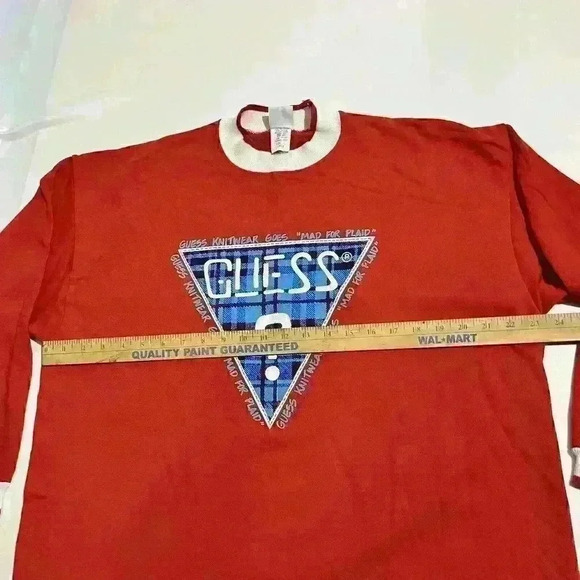 Vintage Guess Jeans 80s USA Spellout Georges Marciano Crew Neck Sweater Large - Picture 4 of 9